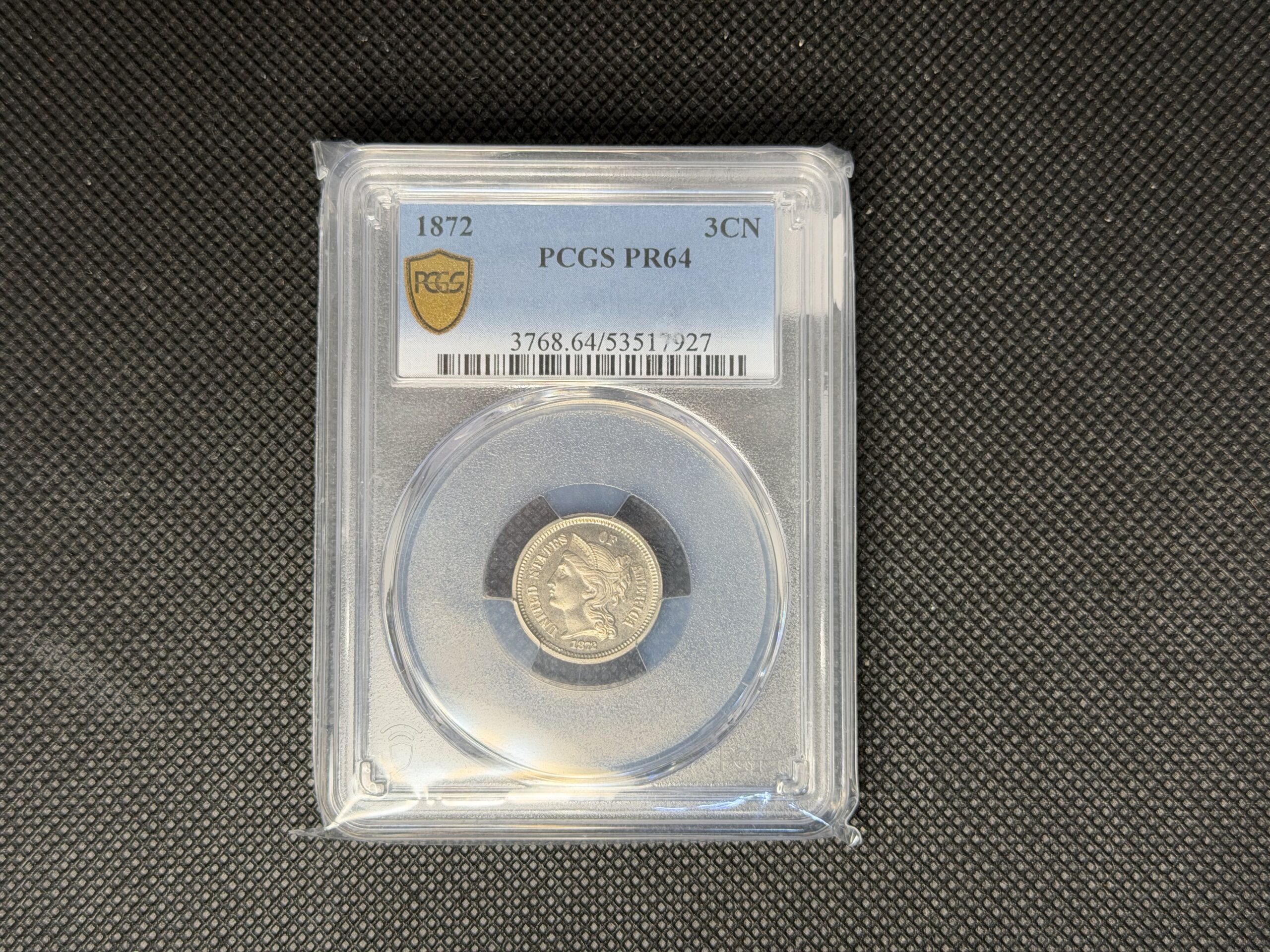 1872 3CN PCGS PR64