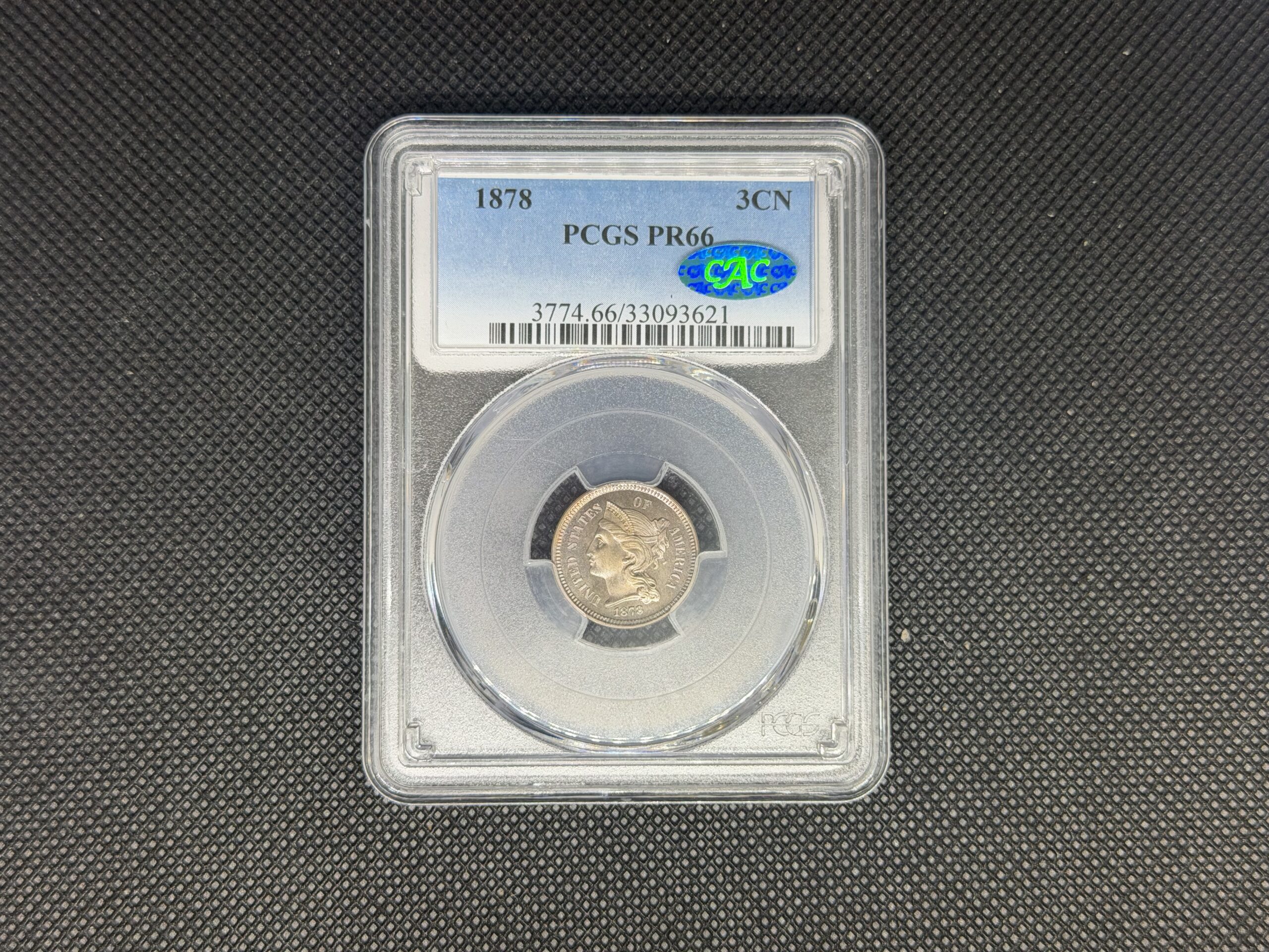 1878 3CN PCGS/CAC PR66
